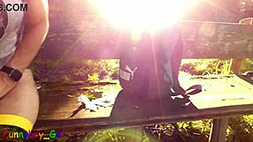Public lake bench solo pleasure show for hairy fetishists