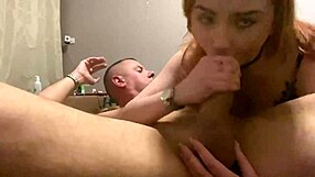 Young red-haired amateur gives great blow job and deep throat