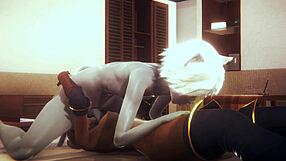 Furry yaoi hentai with cat boy pounded by two futanari girls hard