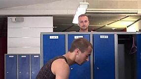 Backstage action with hot gayanal and cumshots