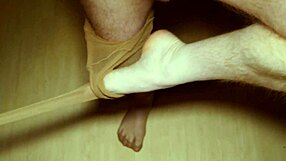 Tan pantyhose feet fun