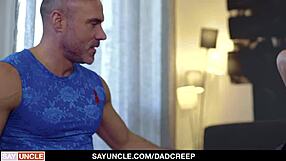 Muscular stepdad and stepson engage in hardcore gay sex