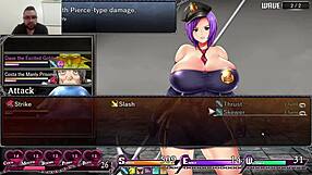 Karryn's big ass and boobs are on display in this hentai game