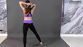 Flexible Vera Zachem, petite and hairy beauty in acrobatic action
