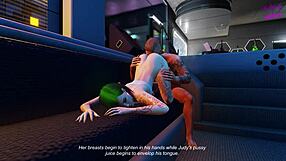 Cyberpunk-themed porn parody with hot lesbian action and rough anal sex