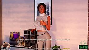 3D cartoon game with hot brunette getting fucked by dildo