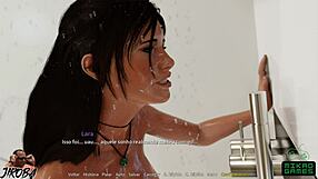 3D cartoon game with hot brunette getting fucked by dildo
