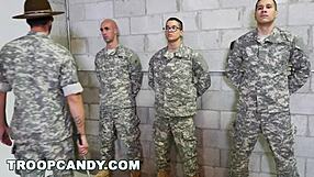 Anal training with a gay military officer in a group