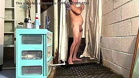 Gay enema and shower masturbation scene