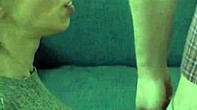 Petite Candie Cross gives a deep throat facial in this homemade video
