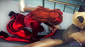 Sissy Asuka gets creampied in uncensored Evangelion hentai
