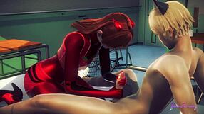 Sissy Asuka gets creampied in uncensored Evangelion hentai