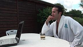 Cindy Picardie's outdoor anal scene in the garden