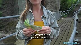 A hot brunette gets a deep and intense public sex session with a well-endowed man