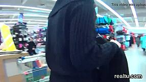 Czech nympho gets teased and fucked in public shop