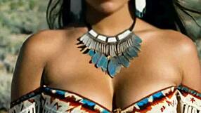 native american woman exploring first intimate moment with cowboy
