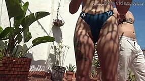 Wet and wild threesome with red-haired amateur and friends