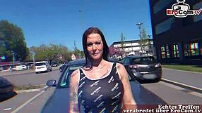 German EroCom date with tattooed hottie ends in car sex
