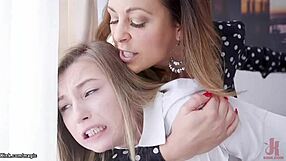 Stepmother dominates and gives deepthroat to a teenage boy in a BDSM scene