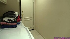 The girl next door gets handcuffed and gives a blowjob
