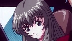 Japanese teen in BDSM anime rides hard despite tight restraints.