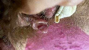 Close up and personal, big clitoris rubbing, wet and hairy vagina