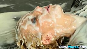 European beauty gets a facial with cum shower