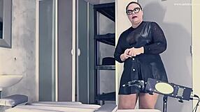 Dominatrix Mistress April controls her slave with intense machine action in maintenance
