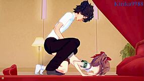 Mikoto, Kuroko, Kazari, and Toma in intense hentai action