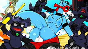 Endless cumshot in public for our hero gay hentai game