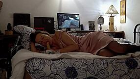 amateur slut in pink satin dress and stockings gives blowjob and gets fucked from behind