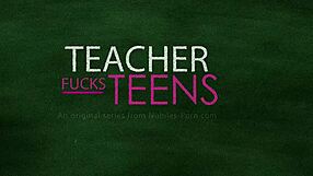 Jennifer White, the hot teacher gets it hard with her students in a DP scene