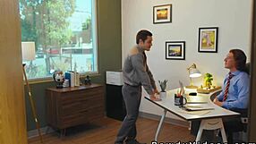 Deepthroat and bareback sex with a gay coworker in the office
