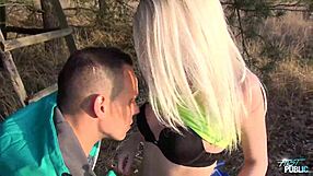 Young blonde has hardcore sex in public place