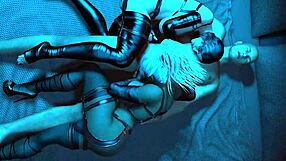 3D animated muscle hunk gets spooned by two ladyboys with blowjobs