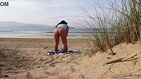 Young European MILF gets naked for outdoor workout session
