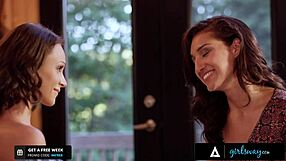 Girlsway Emma Hix Explores First Lesbian Encounter at Bella Rolland's Woodsy Cabin