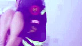 Redhead gets her pussy pounded by a horny firefighter
