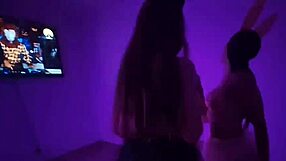Halloween party turns into wild threesome with horny wolf