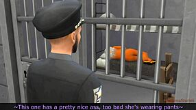 Policeman can't resist hot lesbian prison sex scene 😍