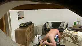 Amateur gay masturbates and gets caught by a peeping tom