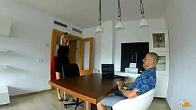 European MILF gets her shaved pussy fucked at work