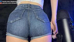 ASMR-tingling sensation from a voluptuous woman in tight jeans