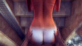 3D animated hardcore sex with a busty babe in a bath