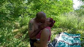 A homeless couple has sex in the woods