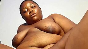 Horny ebony housewife's solo performance with intense squirting