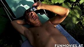 Hardcore forest sex with brunette MILF and a rough fuck