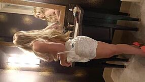 Beautiful model strips in a hotel room for money