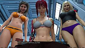 3D porn video with cum and big tits in a strip poker game in space