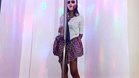 Skinny student's Halloween pole dance turns into naughty fun